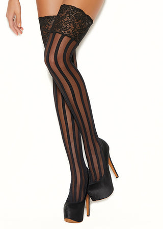 Striped Thigh Highs with Lace Top