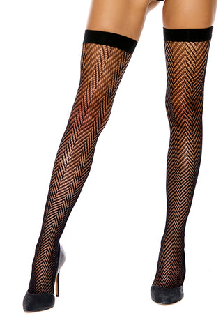 Black Top Zig Zag Thigh Highs