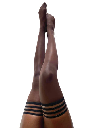 Marissa: Chocolate Sheer Thigh Highs. Petite to Plus Size