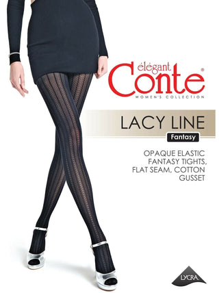 Conte Lacy Line 30 Den - Fantasy Women's Tights with openwork pattern and vertical stripes (22S-134SP)