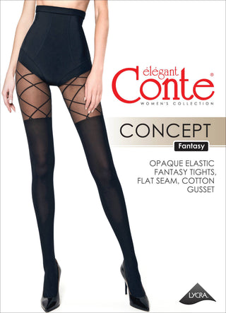 Conte Concept 50 Den - Fantasy Opaque Women's Tights with a golfs imitate & geometric pattern (21S-3SP)