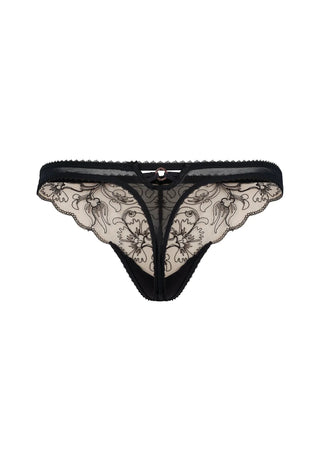 Gossard VIP Fleur de Nuit Black Sheer Thong Panty
