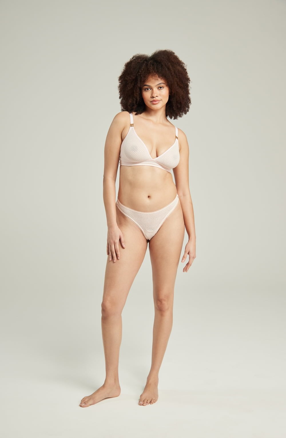 The Sheer Deco Barely There Thong Blush Pink