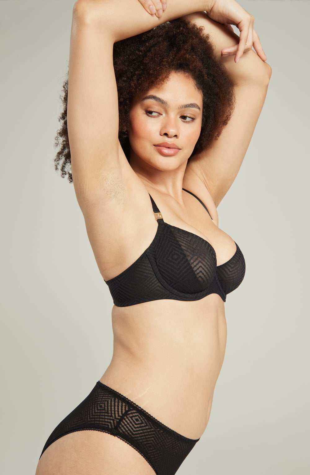 The Sheer Deco Lift Balcony Bra Black Up to GG Cup