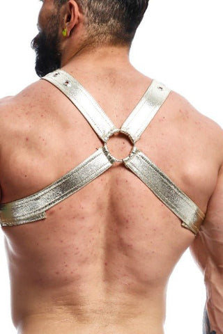 Men's Cross X Leather Harness -Metal Color-