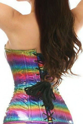Top Drawer Rainbow Glitter Steel Boned Corset