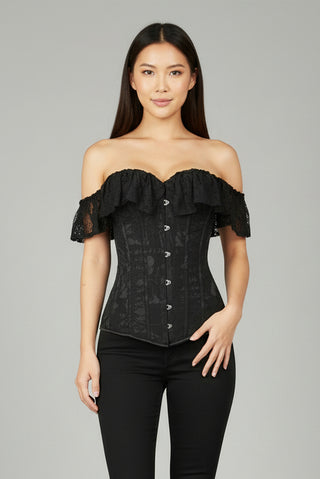Lavish Black Lace Off-The-Shoulder Corset