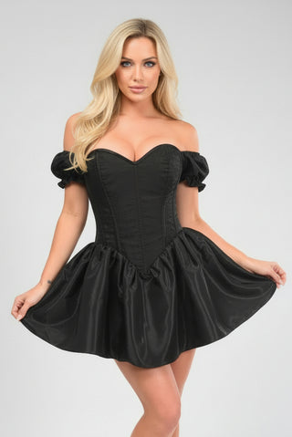 Top Drawer Steel Boned Black Brocade & Taffeta Corset Dress