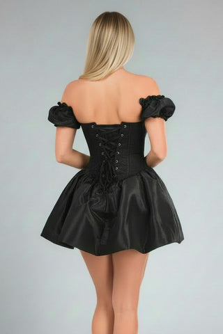 Top Drawer Steel Boned Black Brocade & Taffeta Corset Dress