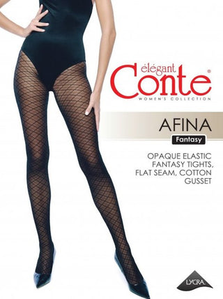 Conte Afina 30 Den - Fantasy Women's Tights with a geometric diamond pattern (19S-105SP)