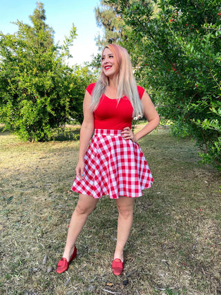 Retro Boat Neck Top in Red