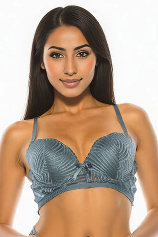 Blue Silky Lace Lift Bra