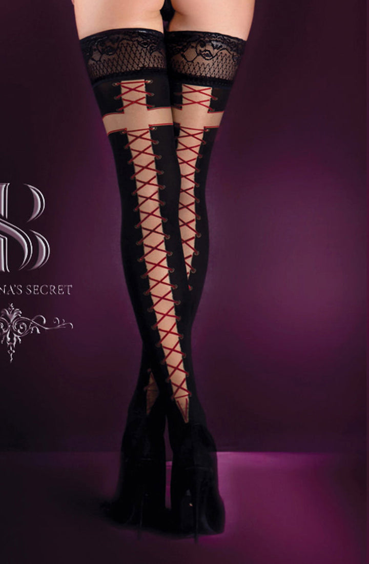 Ballerina 526 Black/Red Hold Ups