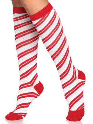 Krystal Candy Cane Knee Socks