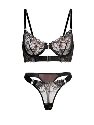 Golden Noir Bloom Lingerie Set