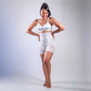 Style 6209 | Breathable High Waist Thigh Slimmer | No Roll Power Mesh Hourglass Shaper |  Firm to Extra Firm Support