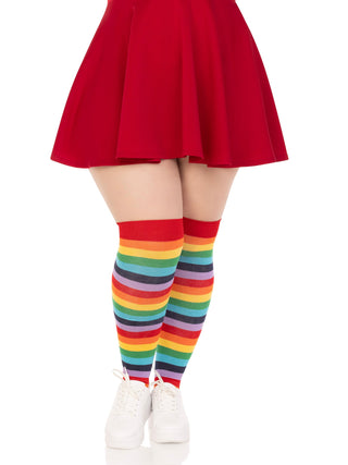 Cherry Rainbow Thigh High Socks