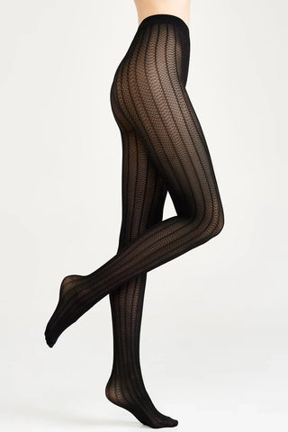 Conte Lacy Line 30 Den - Fantasy Women's Tights with openwork pattern and vertical stripes (22S-134SP)