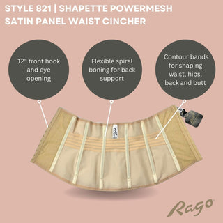 Style 821 | Shapette Powermesh Satin Panel Waist Cincher