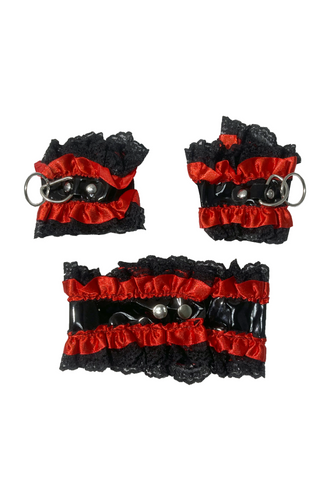 Satin And Lace Choker with Matching Arm Cuffs 2pc Set