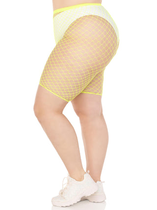 Plus Troublemaker Fishnet Biker Shorts