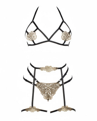 DM After Dark Applique Bra and Panty Set