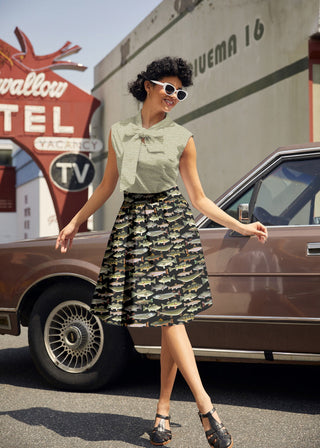 Sage Dot Bow Top