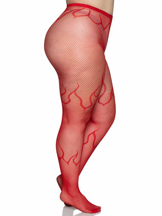 Flame Plus Fishnet Tights