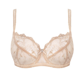 Sheer Lace Full Figure Bra Aurora Beige