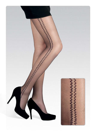 Conte Bliss 20 Den - Fantasy Women's Pantyhose with Zig-Zag Pattern on both sides (15S-50SP)
