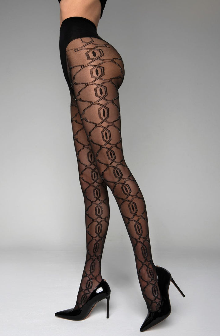 Black Secret BS140 Crotchless Tights With Lurex