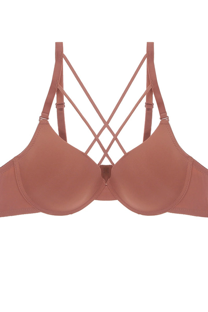 Plunge Cage Front Bra Cedar Wood