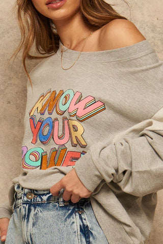 A French Terry Knit Graphic Sweatshirt