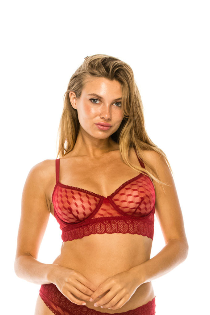 Mesh Underwire Bra Rhubarb