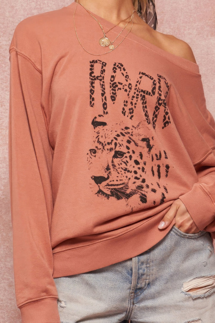 French Terry Graphic Sweatshirt Orange