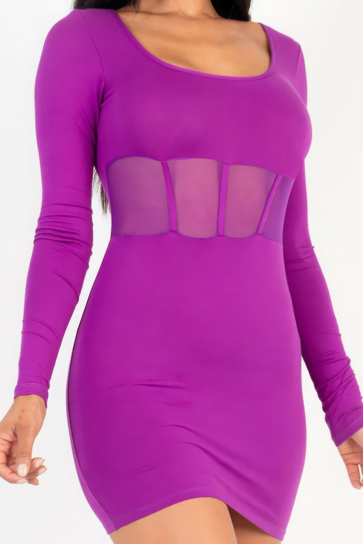 Mesh Corset Mini Dress Purple