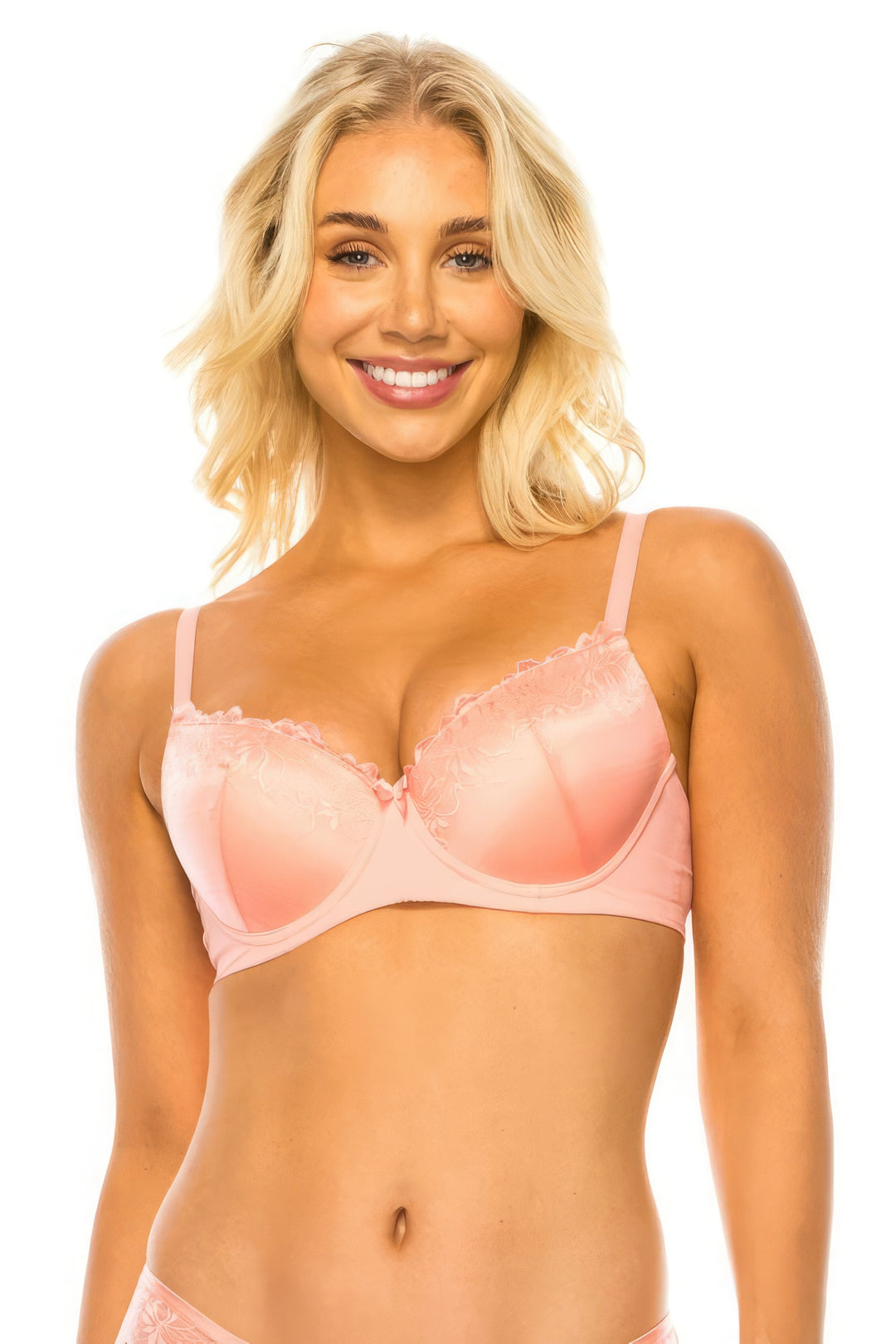 Floral Lace Bra Peach Cream