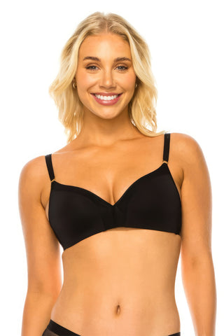 Black No Wire Mesh Band Bra