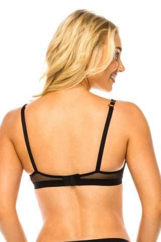 Black No Wire Mesh Band Bra