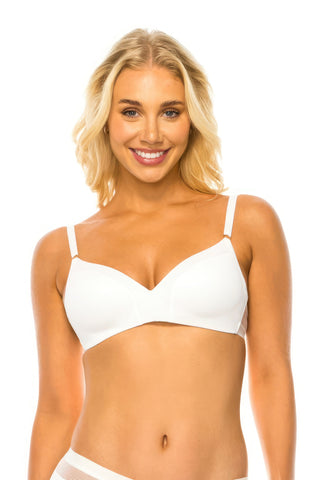 White No Wire Mesh Band  Bra