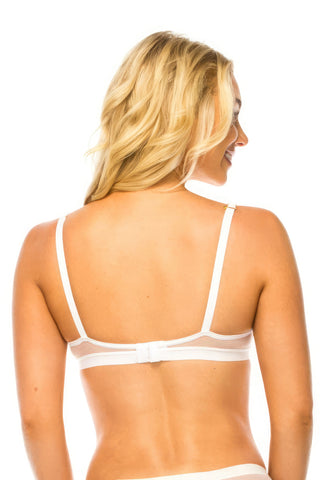 White No Wire Mesh Band  Bra