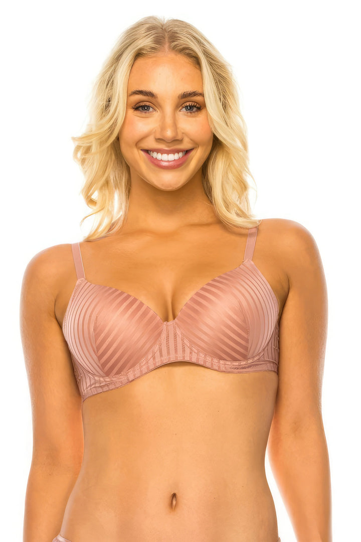 Stripe Lace Bra Beige