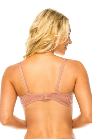 Beige Stripe Lace Bra