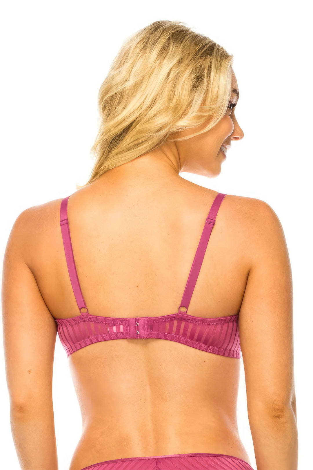 Stripe Lace Bra Magenta