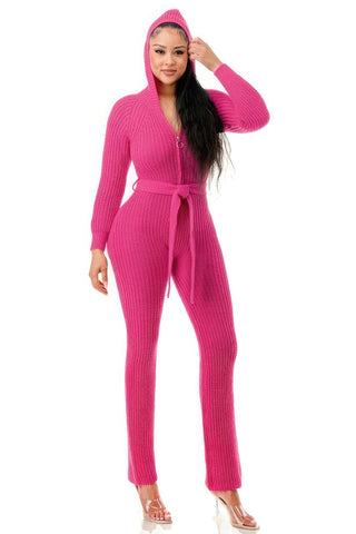 Monroe Hooded Jumpsuit Pink