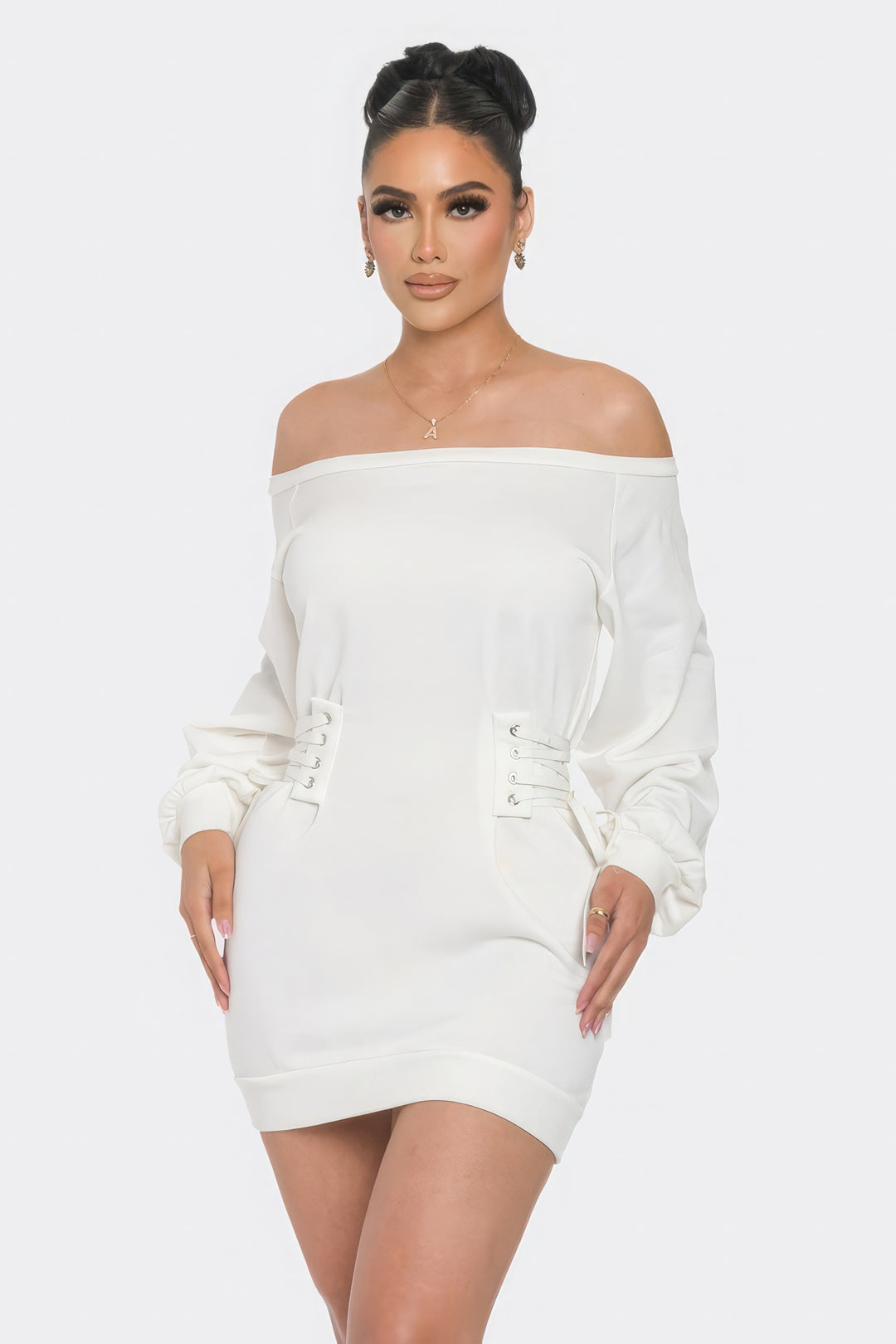 Off Shoulder Mini Dress White