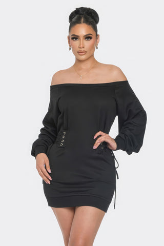 Off Shoulder Mini Dress Black