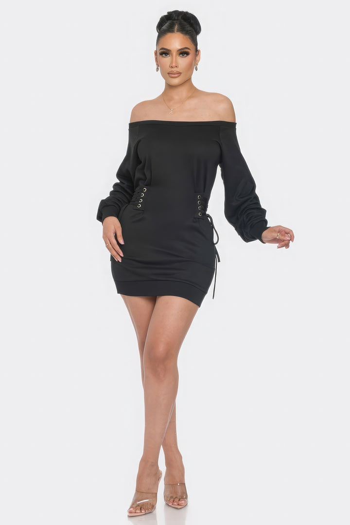 Off Shoulder Mini Dress Black