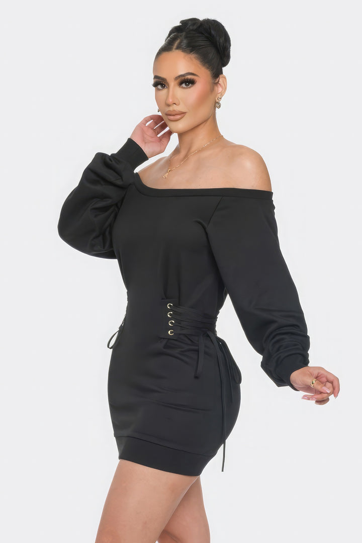 Off Shoulder Mini Dress Black