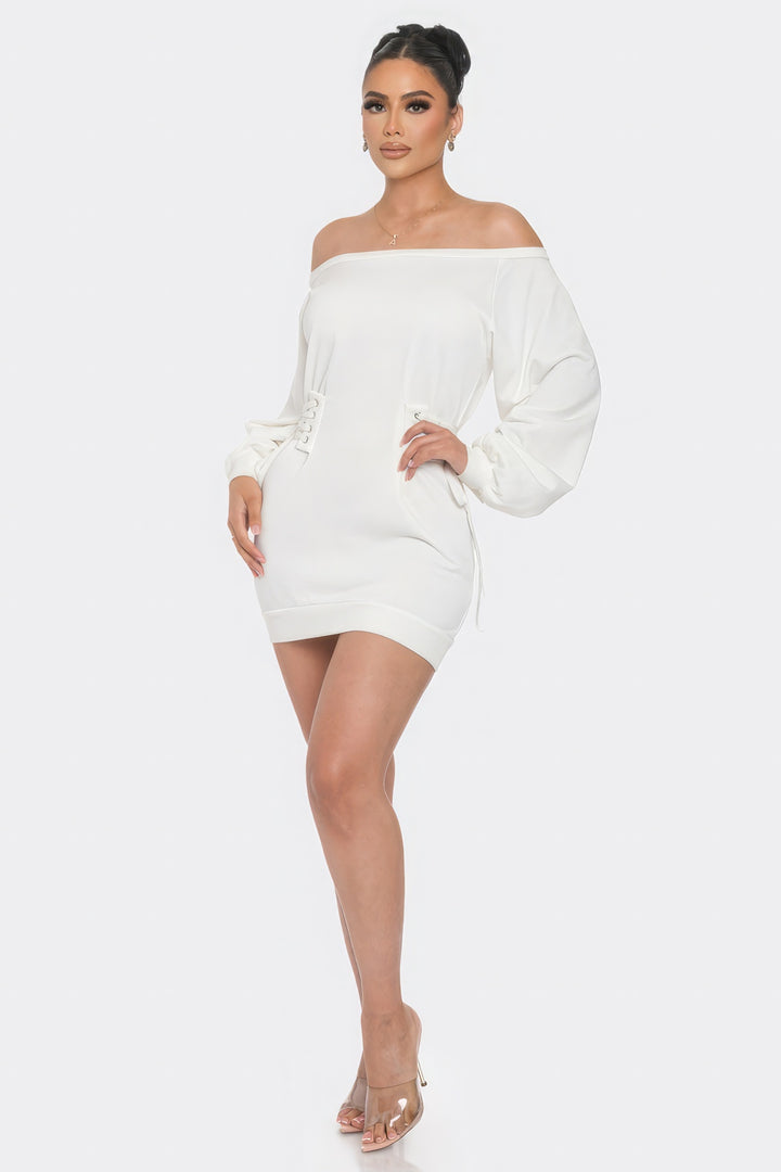 Off Shoulder Mini Dress White